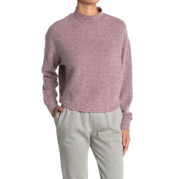 Socialite Mock Neck Pullover Top Size M Crop Brushed Wine NWT  B32 - Picture 1 of 6